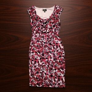 CONNECTED APPAREL  Pink and Purple Midi Dress. Size 10. Excellent Condition!